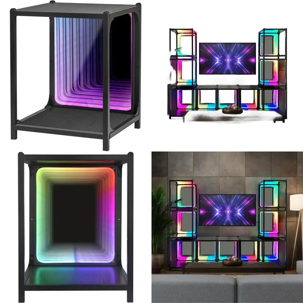 LED Infinity Spiegelleuchte Aufbewahrungsschrank, RGBW verstellbares Farbtemperament für Schlafzimmer/Gaming-Raumdekoration