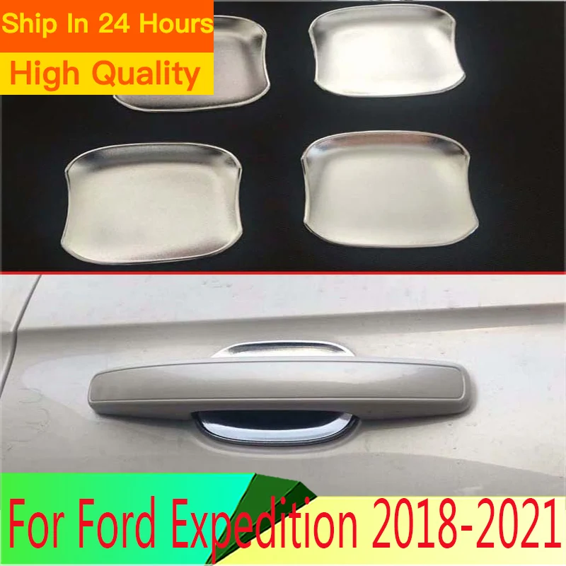 New ABS Chrome Door Handle Bowl Cover Cup Cavity Trim For Ford Expedition 2018 2019 Fourth Generation U553 Decorate Accessories