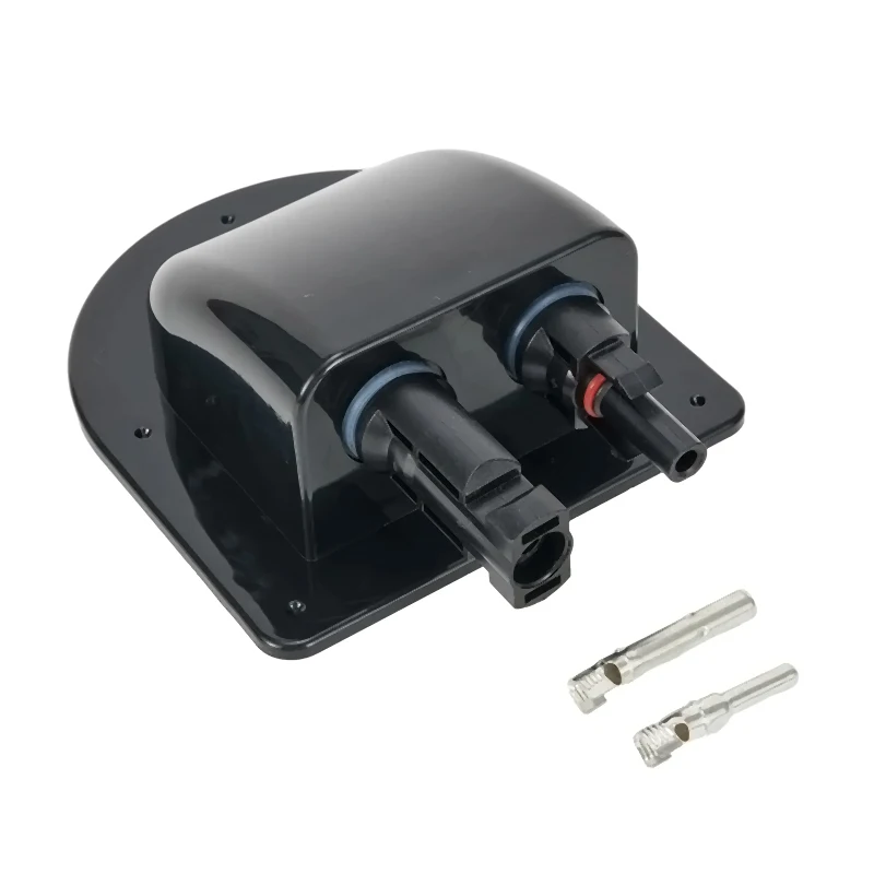 Solar Panel Double Hole Wire Cable Entry Gland Sealing Box Curved Cable Connector Waterproof For RV Caravan