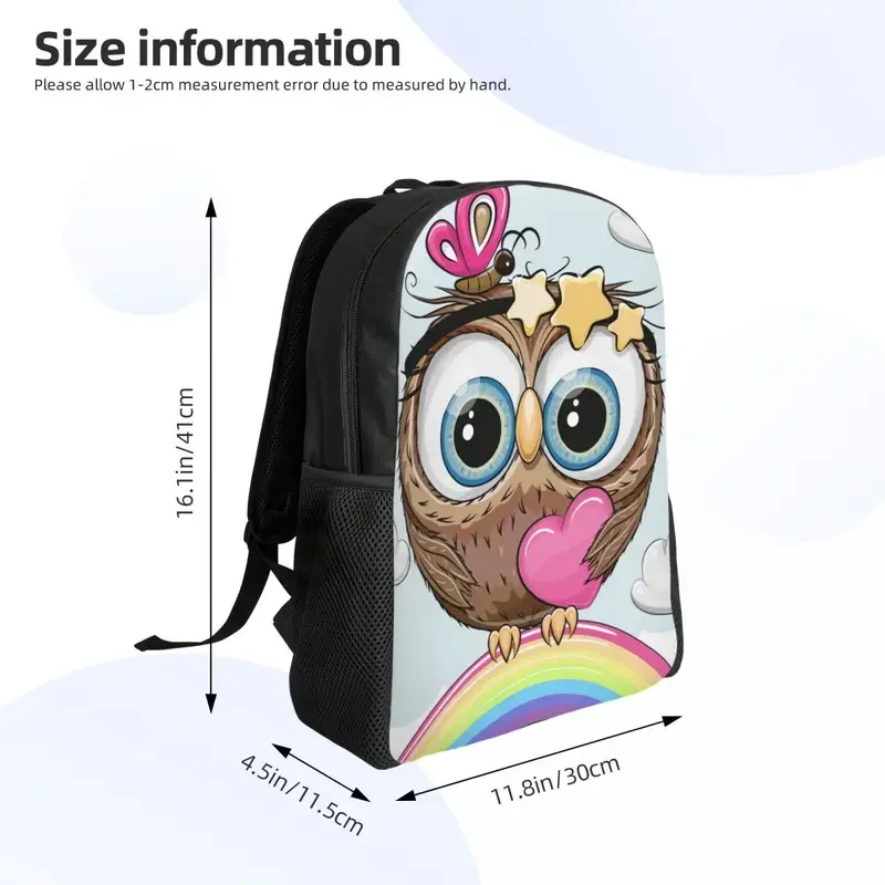 Mochila de viaje con dibujos de arcoíris para hombre y mujer, morral escolar con forma de búho para ordenador portátil, bolsa de animales para estudiantes universitarios