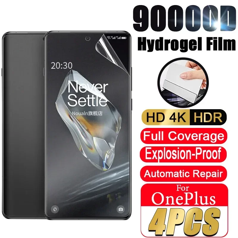 

4Pcs HD Hydrogel Film For OnePlus 12 11 10 9 8 Pro 12R Full Cover Screen Protector For 10T 7 7T ACE 2 3 Pro 9R 9RT 8T Nord 2 5G