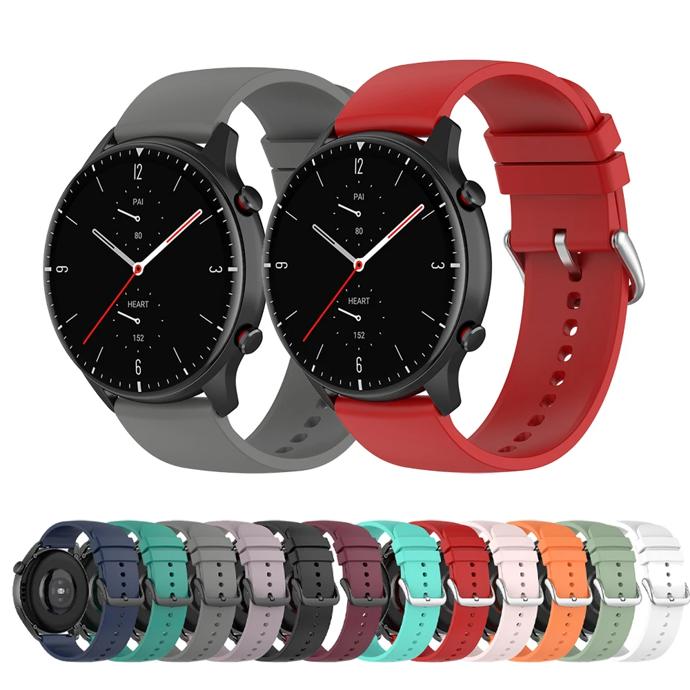 22mm Silicone Watchbands for Amazfit GTR 47mm/GTR 2 2E/GTR 3 Pro/GTR 4/PACE/Stratos 3 2 2S/Bip 5 Smart Watch Band Wrist Strap