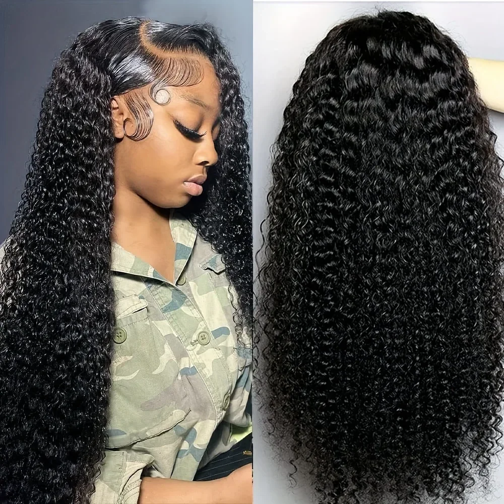 36 Inch Brazilian Front Deep Wave 13x4 13x6 HD Transparent Human Hair Wig Curly Wave Lace Frontal Wigs For Women 200 Density