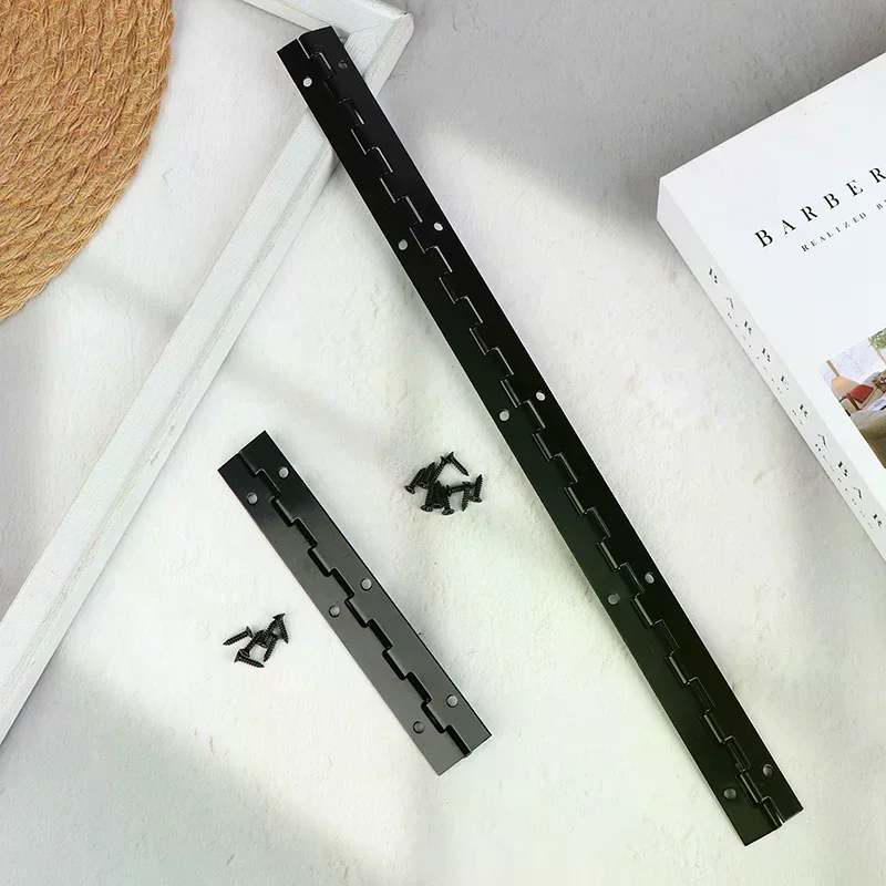 270° Open Long Line L 380/153mm W 26mm Iron Black Continuous Piano Hinge Furniture Jewelry Gift With Free Screws