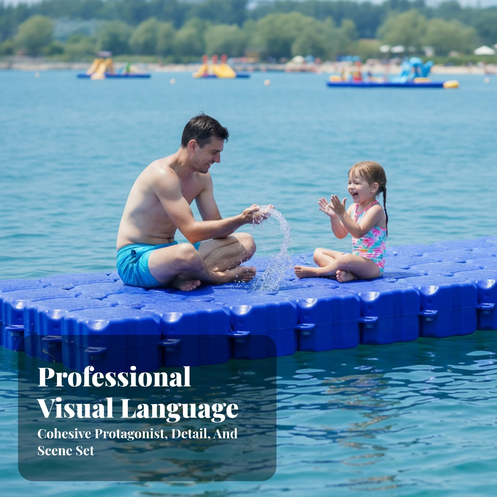Floating Pontoon with Mounting Tabs Non-Slip Modular Dock Pontoon Plastic Floating Block Stable Dock Platform Quick Assembly