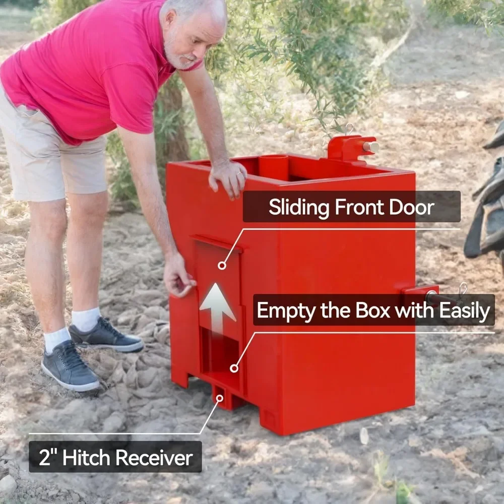 صندوق صابورة ذو وصلة 3 نقاط، صندوق صابورة جرار بوزن 800 رطل مع جهاز استقبال وصلة سريع مقاس 2 بوصة للجرارات من فئة 3 نقاط 1 #4