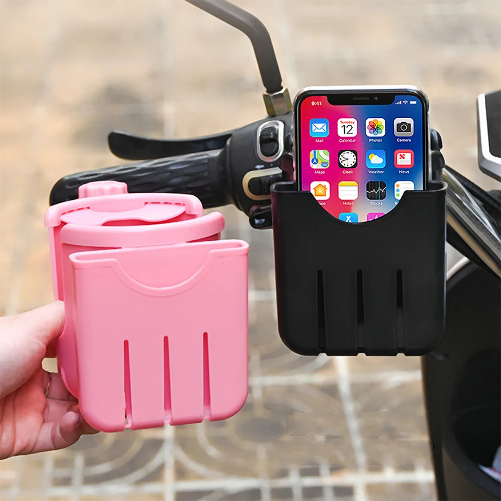 2 In 1 Motorcycle Stroller Cup Holder Bike Wheelchair Phone With Walker Rack Black Easy 360 Install Degree Rotation Adjusta