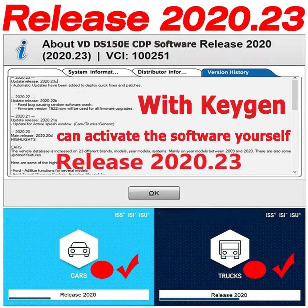 Ferramentas de diagnóstico Vci para carros e caminhões, OBDII Scanner, Software Keygen, TNESF, DELPHIS, ORPDC, OBD2, 2021.11, 2023, novo