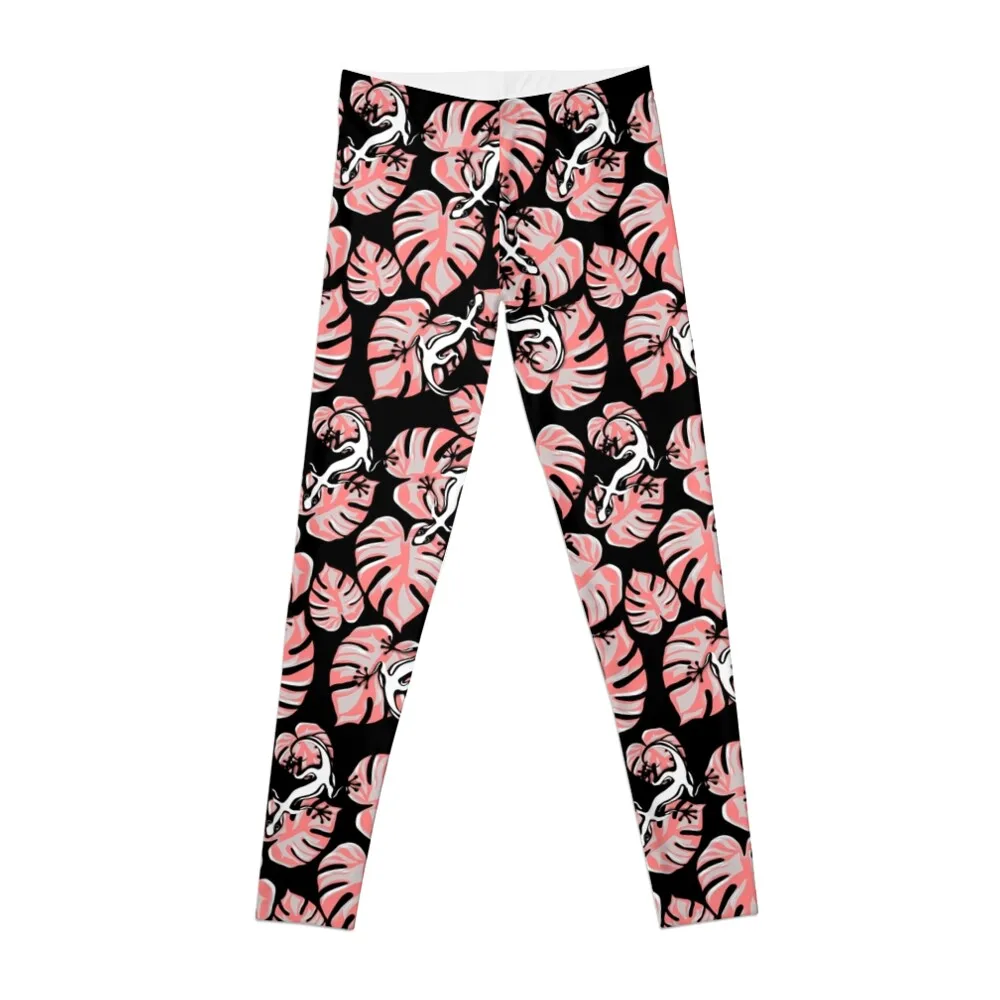 

Salamander And Pink Leaf Pattern Leggings legging gym Clothing fitness Golf wear Women's sportswear Womens Leggings