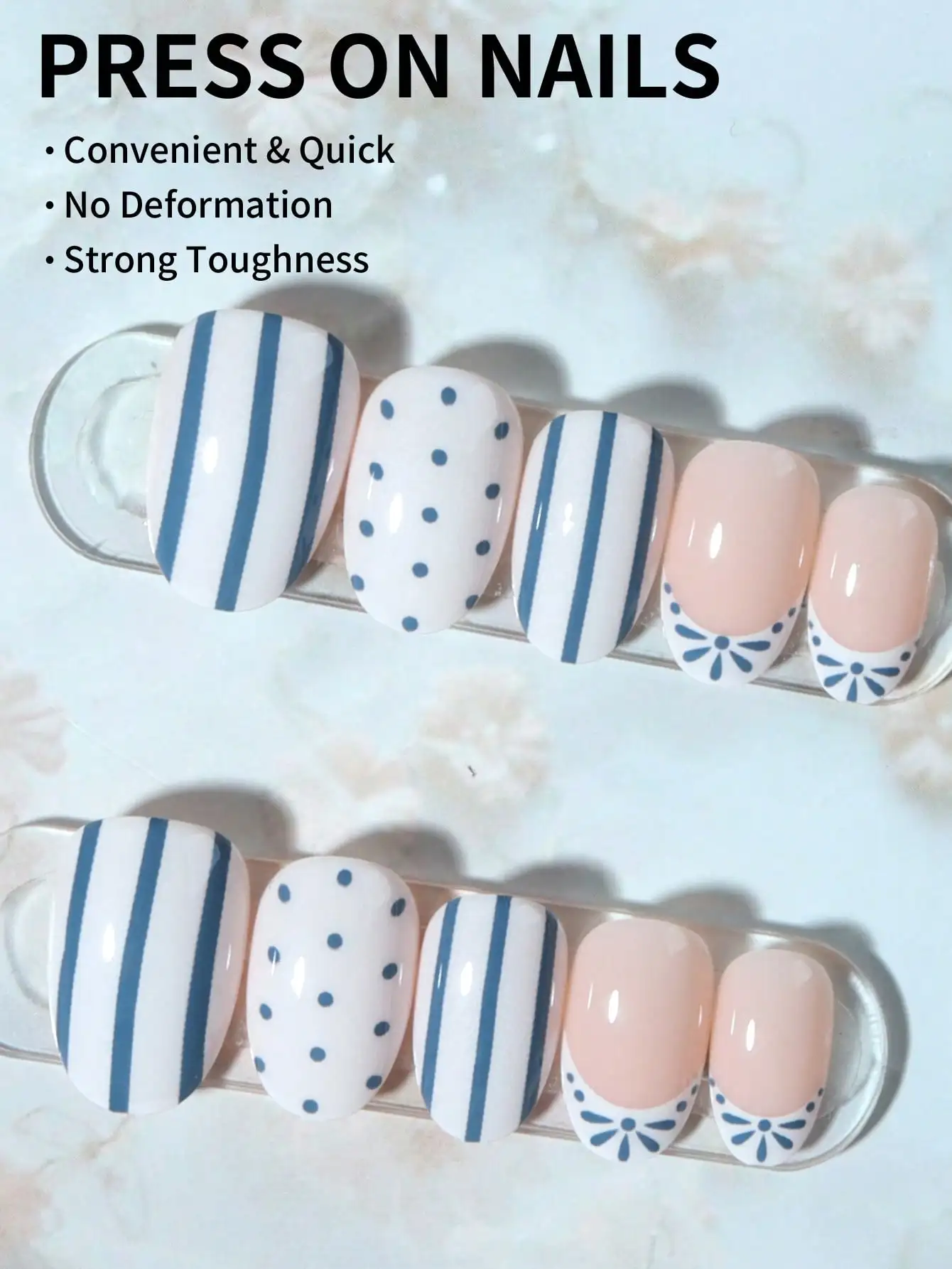 24pcs Short Oval Polka Dot Fake Nail Set, Includes 1pc Double-Sided Adhesive And 1pc Nail File, Short Polka Dot Nails Make Your Fingertips Shine And Dazzle, Perfect For Parties, Dancing And Daily Use