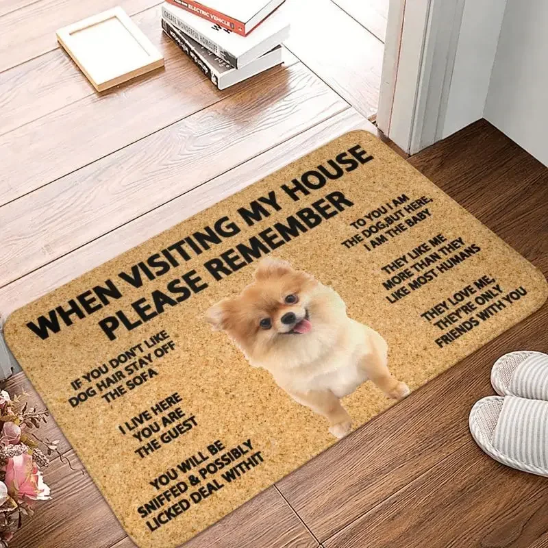 1PCCustom Pomeranian Doormat Anti-Slip Entrance Bath Kitchen Door Floor Mat Spitz Dog Garage Carpet Rug