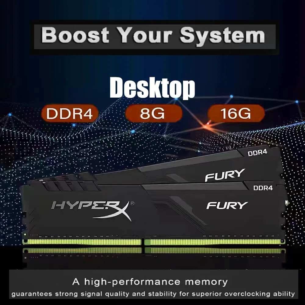 Hyperfury-デスクトップRAM,ddr4,16gb,32gb,2133mhz,2400mhz,2666mhz,3200 mhz,udimm,PC4-19200, 21300, 25600