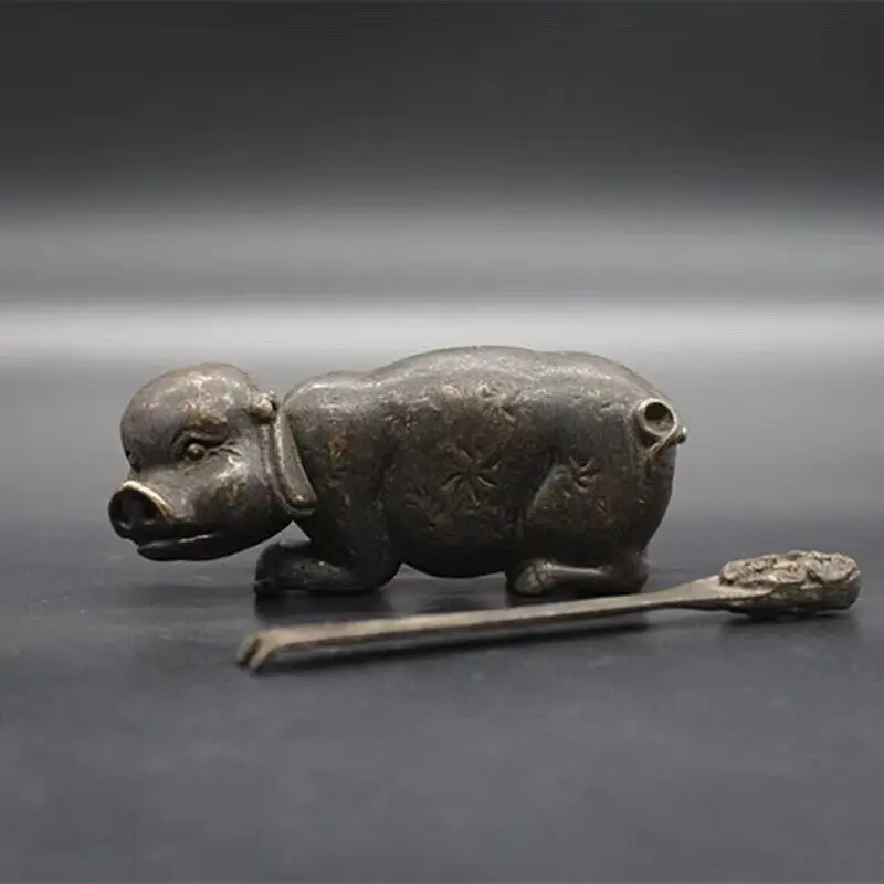 Old Chinese Ancient Chinese Brass Lock Pig Shaped Pendant Brass Lock