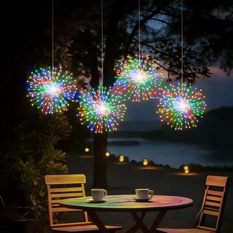 Hanging Starburst Firework LED Fairy String Lights 8 Lighting Modes Waterproof Outdoor Indoor Lamp for Xmas Wedding Tree Decor
