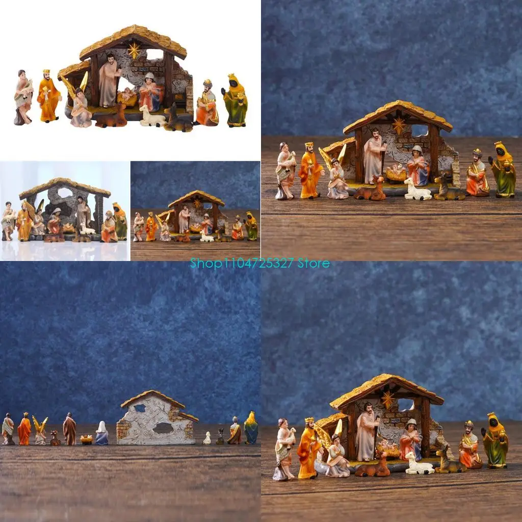 D8KF Baby Jesuses Holy Family Statue Miniature Christmas Nativity Scene Sculpture