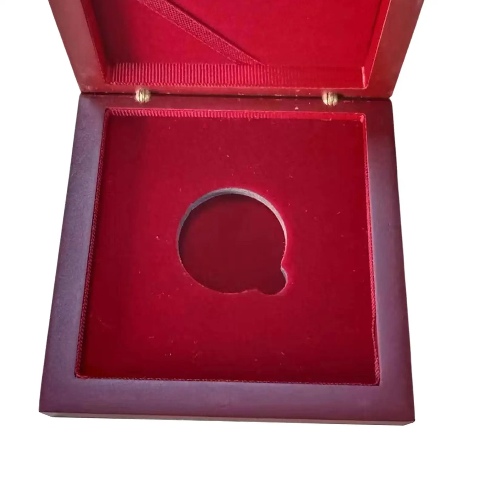 Red Wooden Coin Display Case with Padded Lining for Collector Badge Challenge Coin Organizer