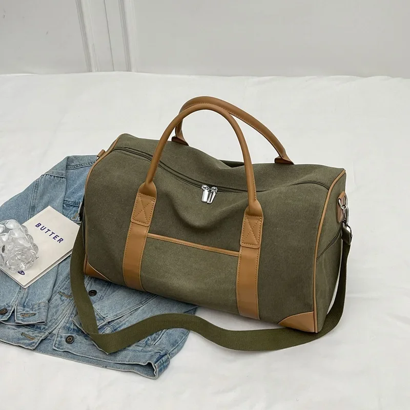 Bolsa de equipaje de lona Retro Para hombre y mujer, bolso de viaje portátil cruzado de gran capacidad, bolso de viaje al aire libre, deportes y