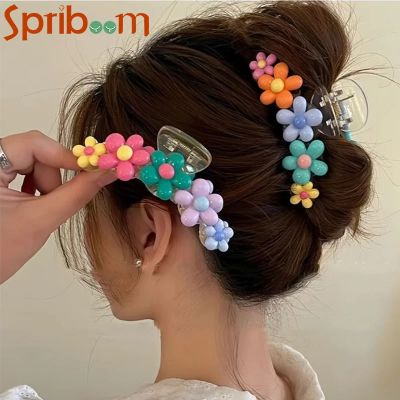 

Colorful Flower Hair Claws New Large Hair Clips for Women Sweet Hairpin Claw Girls Elegant Headdress Fashion Hair Accessories