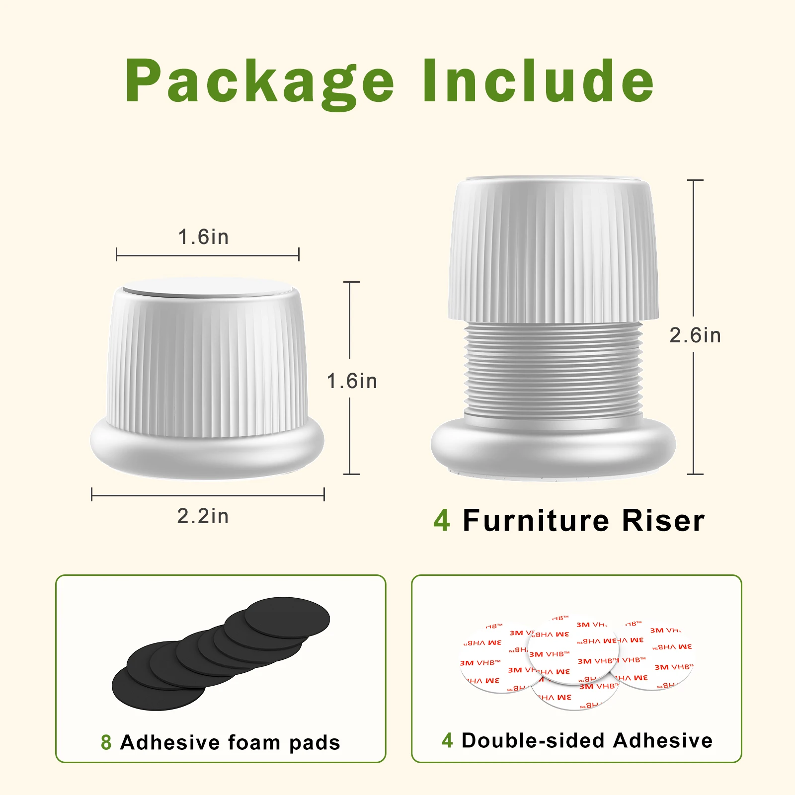 Eary 2/4Pcs Anti Vibration Feet Pads Home Furniture Feet Riser Mat Height Adjustable 1.6-2.6