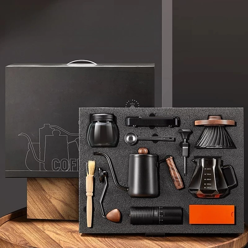 

Hand brewed coffee set Hand brewed coffee pot Filter cup, pot grinder set Coffee utensils