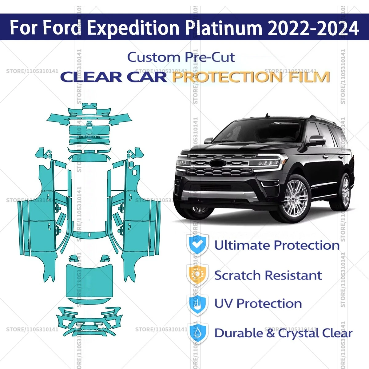 

Pre-Cut Paint Protection Film PPF Transparent Car Film Professional Automotive PPF For Ford Expedition Platinum 2022-2024
