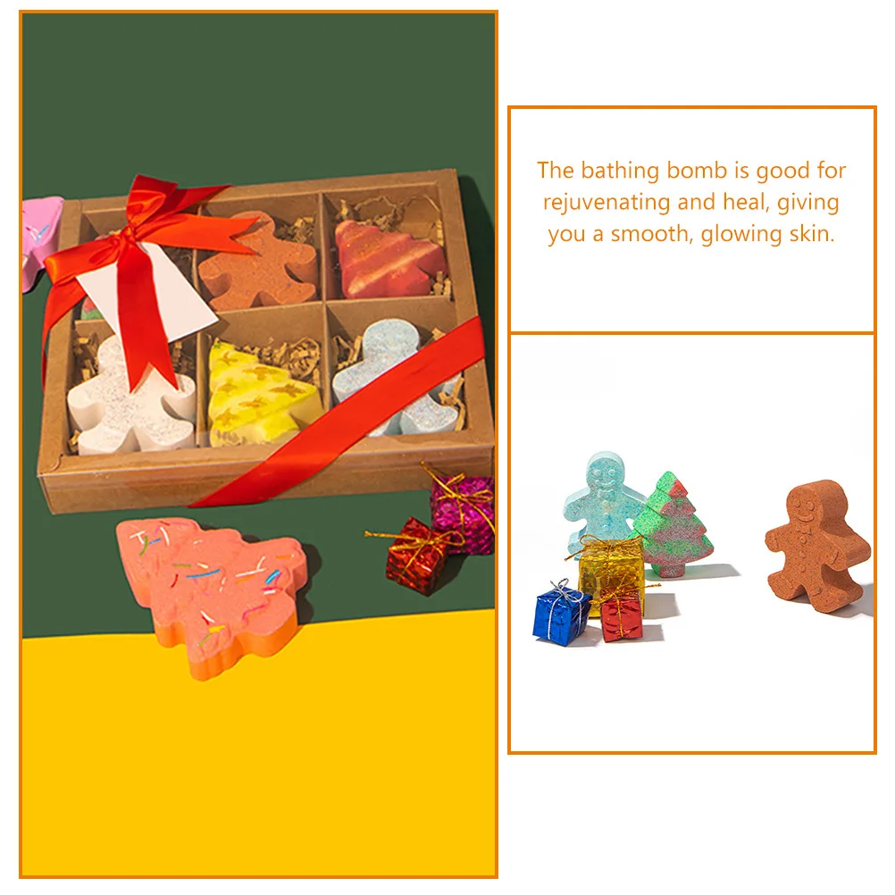 

6 Pcs Gingerbread Man Bath Salt Ball Balls Sitz Magnesium Spray Bubble Kit