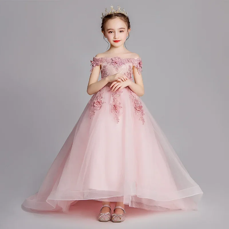 Short Long Evening Girl Children Dresses for Elegant Party Girls Dresses 2 to 8 Years Summer Dress Girls\' Concert Dress Baby Kid