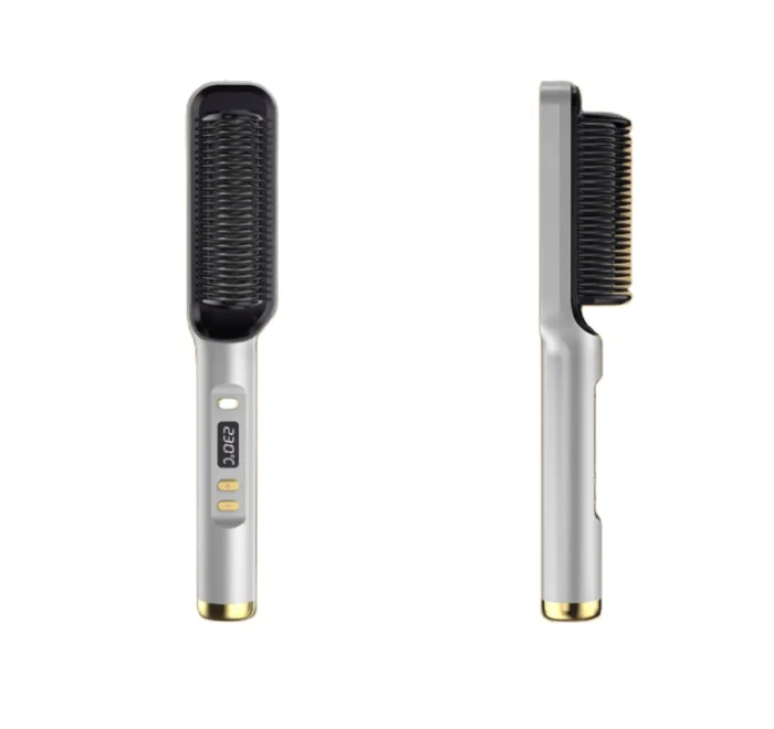 

Negative Ion 2 in 1 Hair Straightener and Hair Curler Professional Electric Hair Straightener Comb Brush