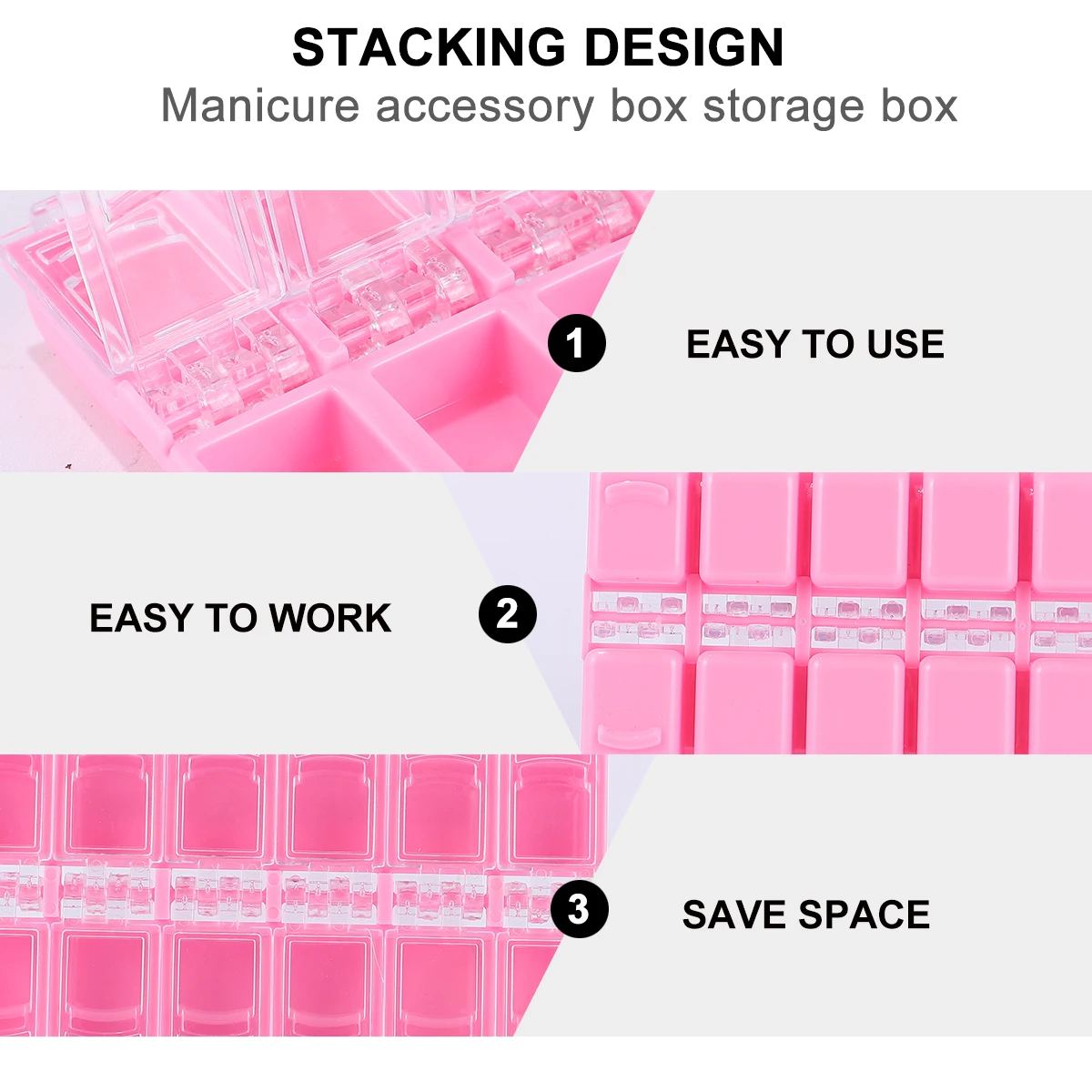 

2Pcs Nail Art Supplies ganizer Storage Case for Fake Nail Container Beauty Tool Box Grid Division Jewelry Holder