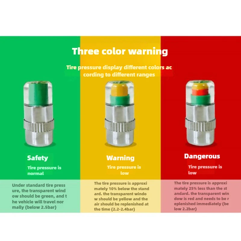 4pcs High-precision Automobile Tire Pressure Monitor, Automobile Tire Detection and Warning Cap