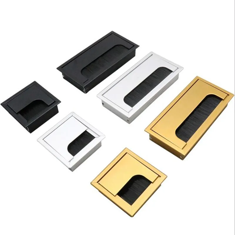 Aluminum alloy rectangular desk cable grommets wire hole cover Cable Outlet Port  Surface  table cable hole Furniture Hardware