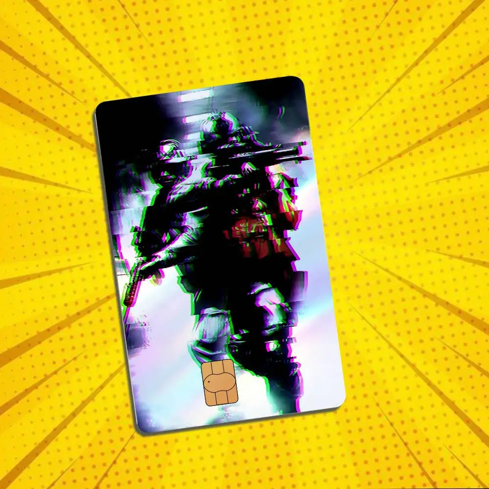 Shooting games Battlefield  Laser-like texture Card Stickers Credit Visa Debit Bank Charge Card Bus Metro Waterproof Sticker