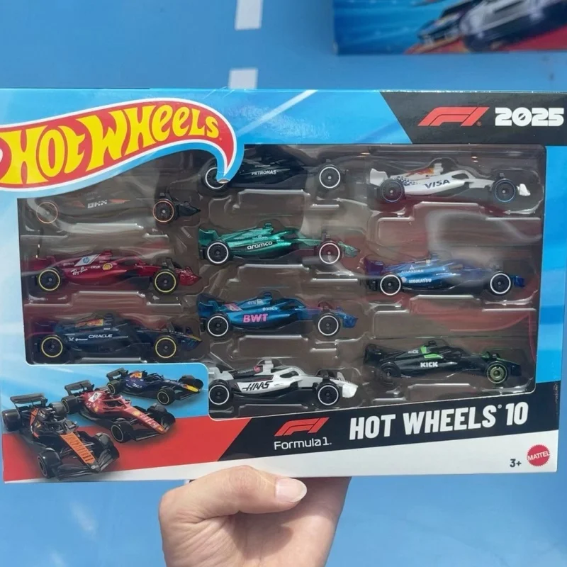 Hot Wheels 2025 Formula 1 Race Cars 10 Pack Die Cast Alloy Car Models Ferrari Mercedes Red Bull Collectible Set Toy Car Gift
