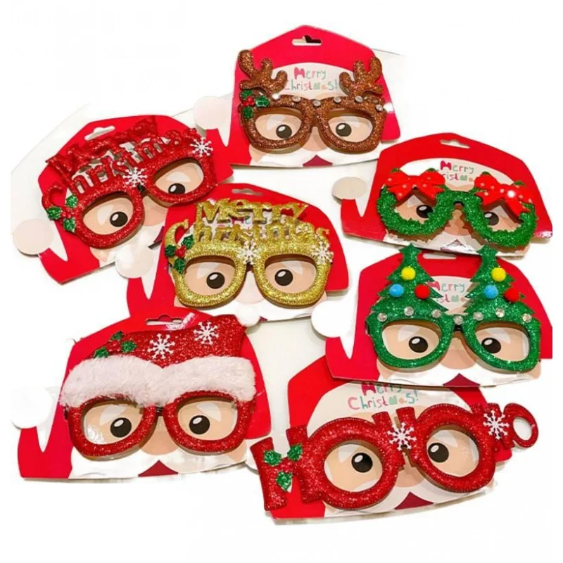 Brillengestelle für Weihnachtsfeiern, Schneemann, Elch, Weihnachtsbaum, alter Mann, Foto-Requisiten, Cartoon, Neujahrsgeschenk