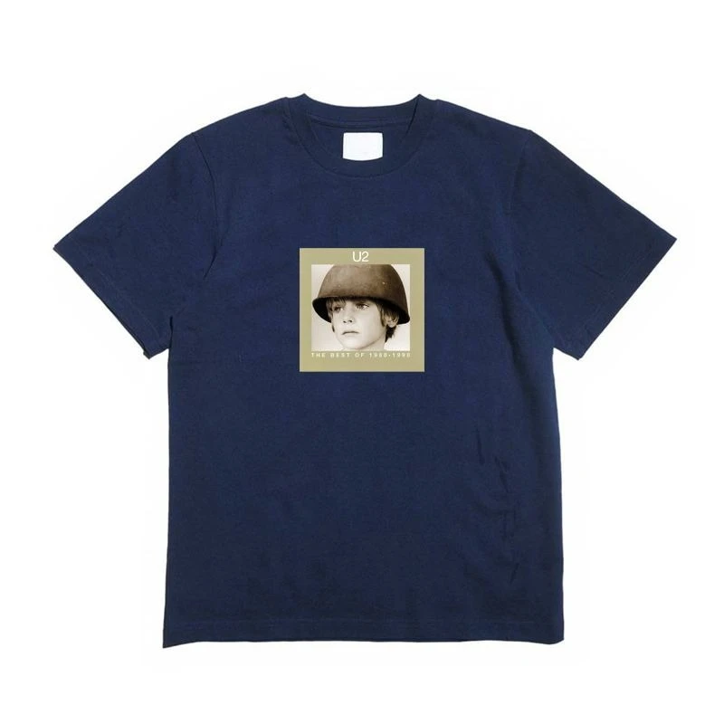 U2 Bono Pop Irish Rock Band hombres y mujeres parche suelto estampado juvenil cuatro estaciones Camiseta de manga corta con cuello redondo