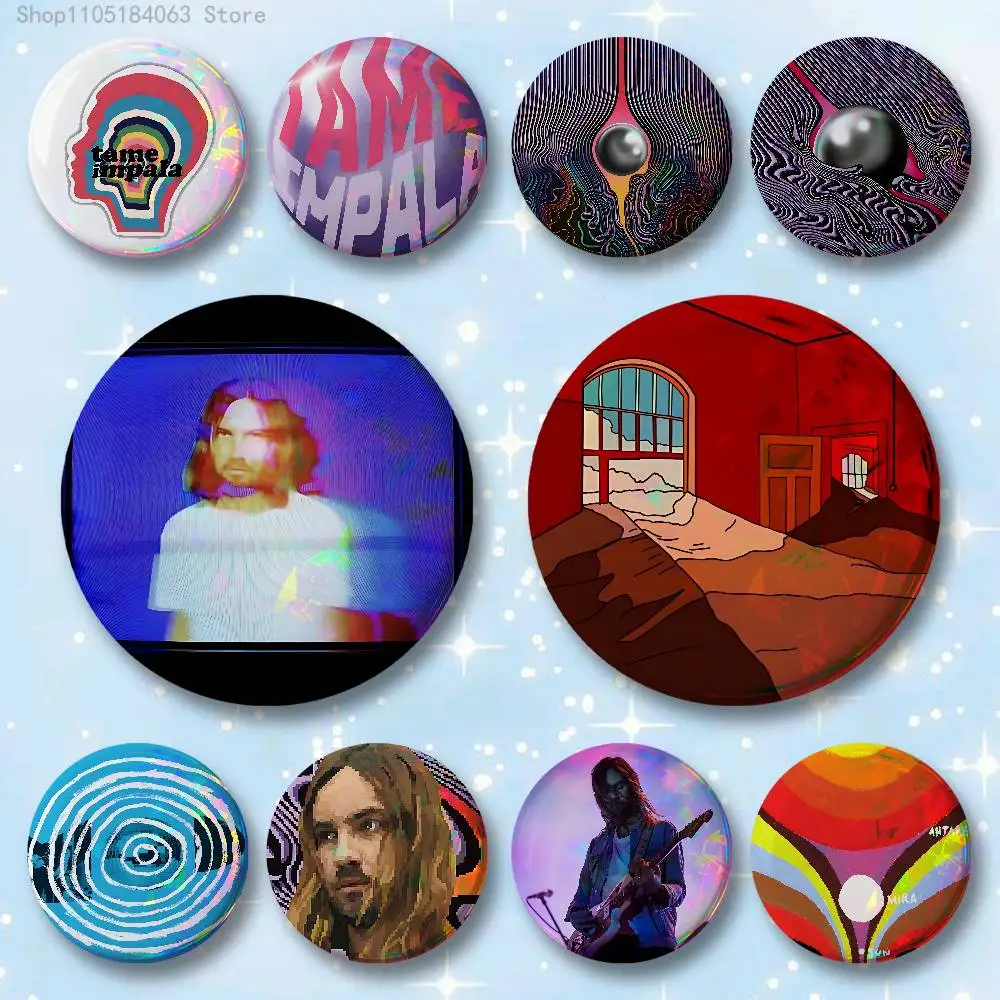 Currents T-Tame I-Impala Badges 25 32 44 58 75 mm Round Cosplay Pin Bag Decor Fans Collect Friends Gifts Brooch Souvenir