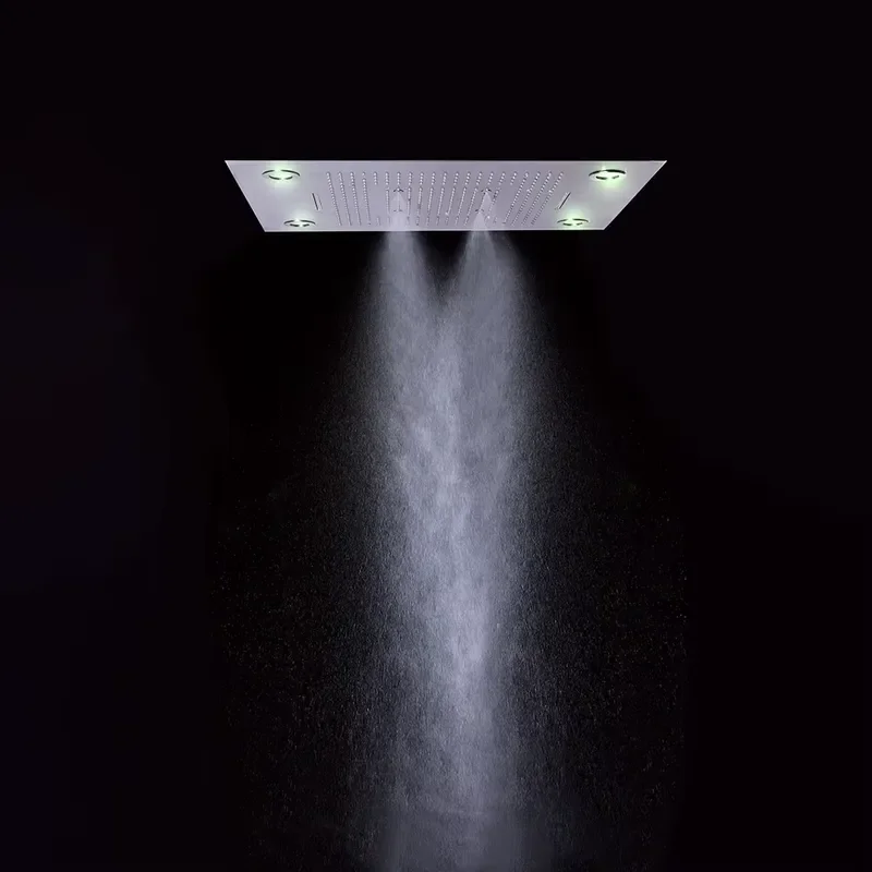 Polished Brass LED Shower Faucet Set with Thermostatic Spa Mist Rain System Soft Spray Pattern for Villa Apartment Hotel