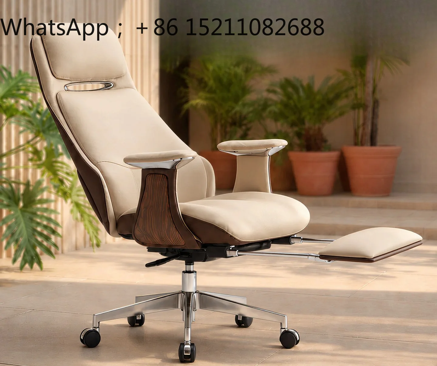 SCY Fashion Business Office Chair Leather Boss Chair Lifting and Lunch Break Computer Chair