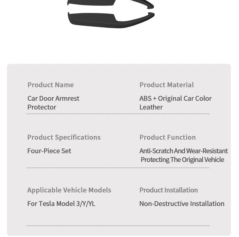 Originalfarbene Leder- und ABS-Türgriffschutzhülle für den Innenraum – Zubehör für Tesla Model 3 / Model Y / Model YL – Detail 18
