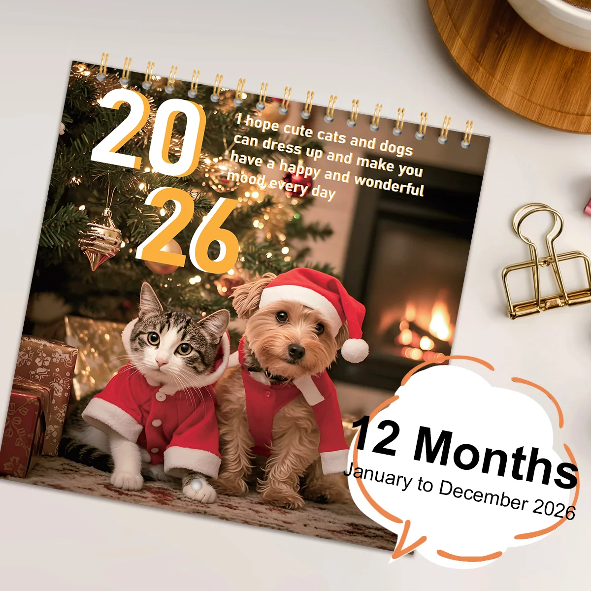 

﻿ 2026 Cute Cat and Dog Calendar Creative Personalized Cat Calendar New Design New Year's Gift for Friends Christmas ﻿