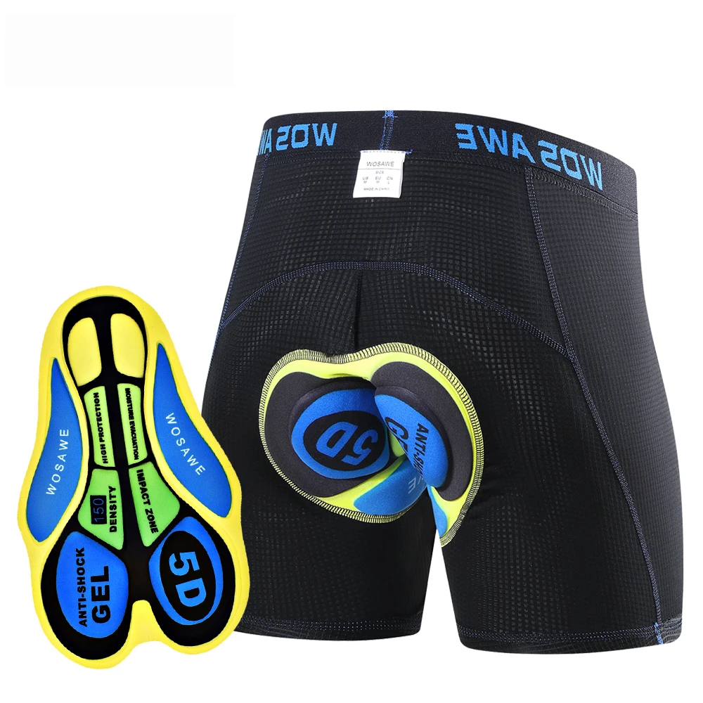 

WOSAWE Men Cycling Shorts 3D Gel Sponge Padded Underwear MTB Mountain Bike Compression Breathable Bicycle Underpants