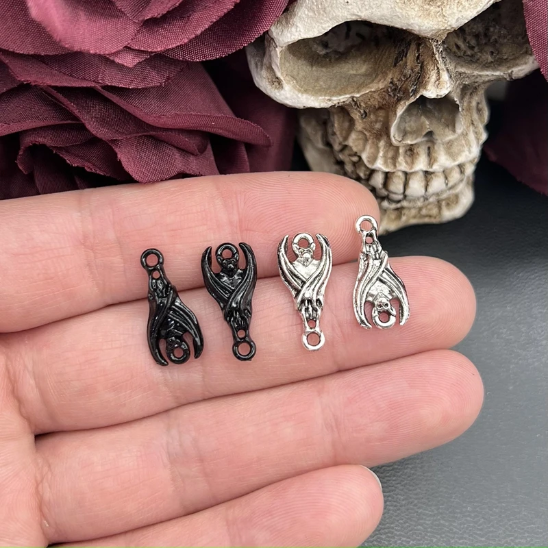 15pcs 20*9mm Mini Black Bat Charms Gothic Punk Pendant DIY Making Earrings Bracelet Necklace Creative Fun Pendant Accessories