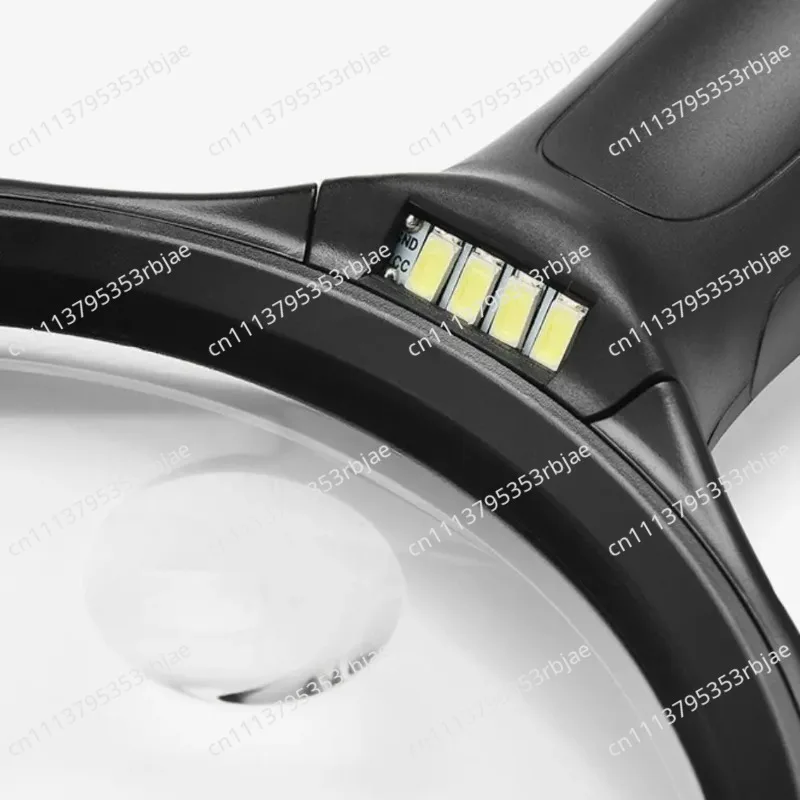 Large Lens Handheld Magnifier 15X 4LED Illumination Magnifying Glass 5X High Brightness Lights White Magnifying Read