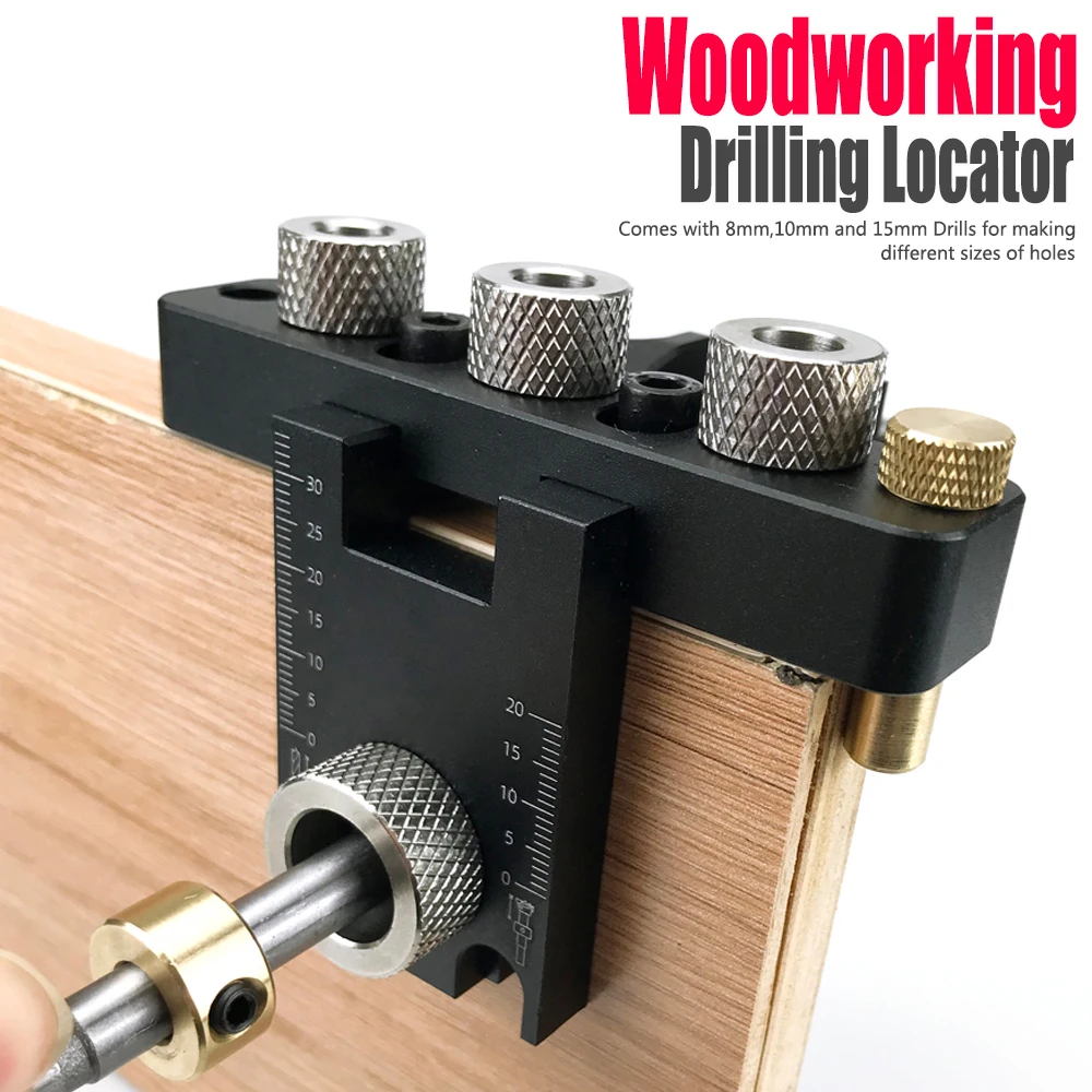 3 In 1 Adjustable Precision Jig Dowel Cam Dowelling Jig Master Kit Wood Hole Drilling Guide Woodworking Position for DIY Working