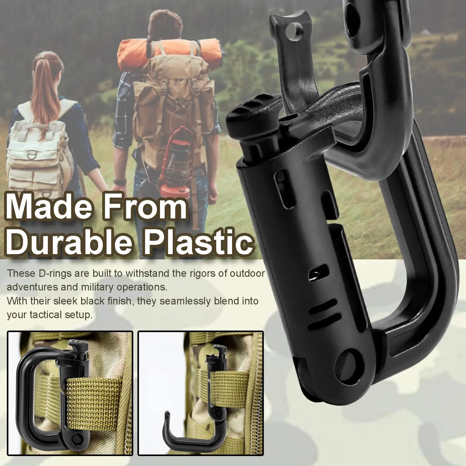 Tactical Carabiner Clip Molle Webbing ITW Buckle Fast Latch Plastic Hard Spring Snap Hook EDC Gear Outdoor Camping Hiking Tools