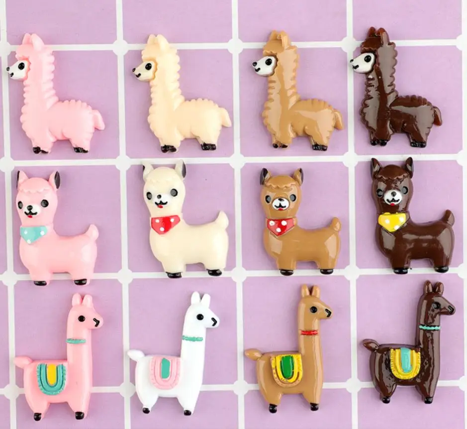 

100pcs Resin Kawaii Cartoon Alpaca Flatback DIY Scrapbooking Craft Embellishments for Hair Bow Accessories