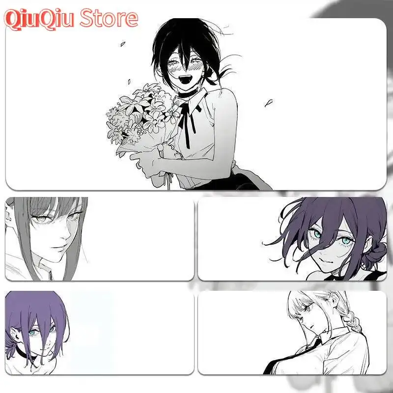 Chainsaw Man Anime Girl Large Mouse Pad - XXL Black & White Minimalist Design, Non-Slip Gaming Desk Mat for Dorm & Office