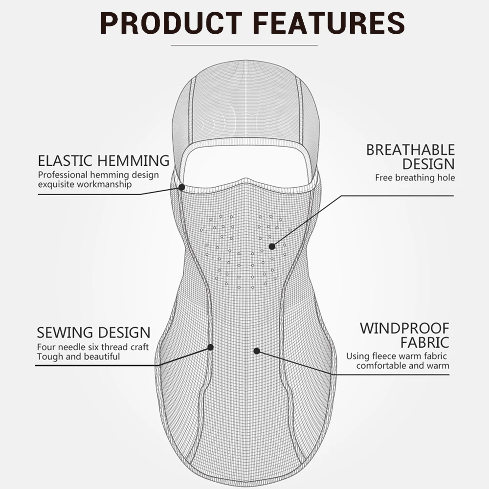 Herobiker máscara facial para motocicleta, xale, outono inverno, lã térmica, máscara protetora facial, balaclava, à prova de vento, ciclismo, cachecol de esqui