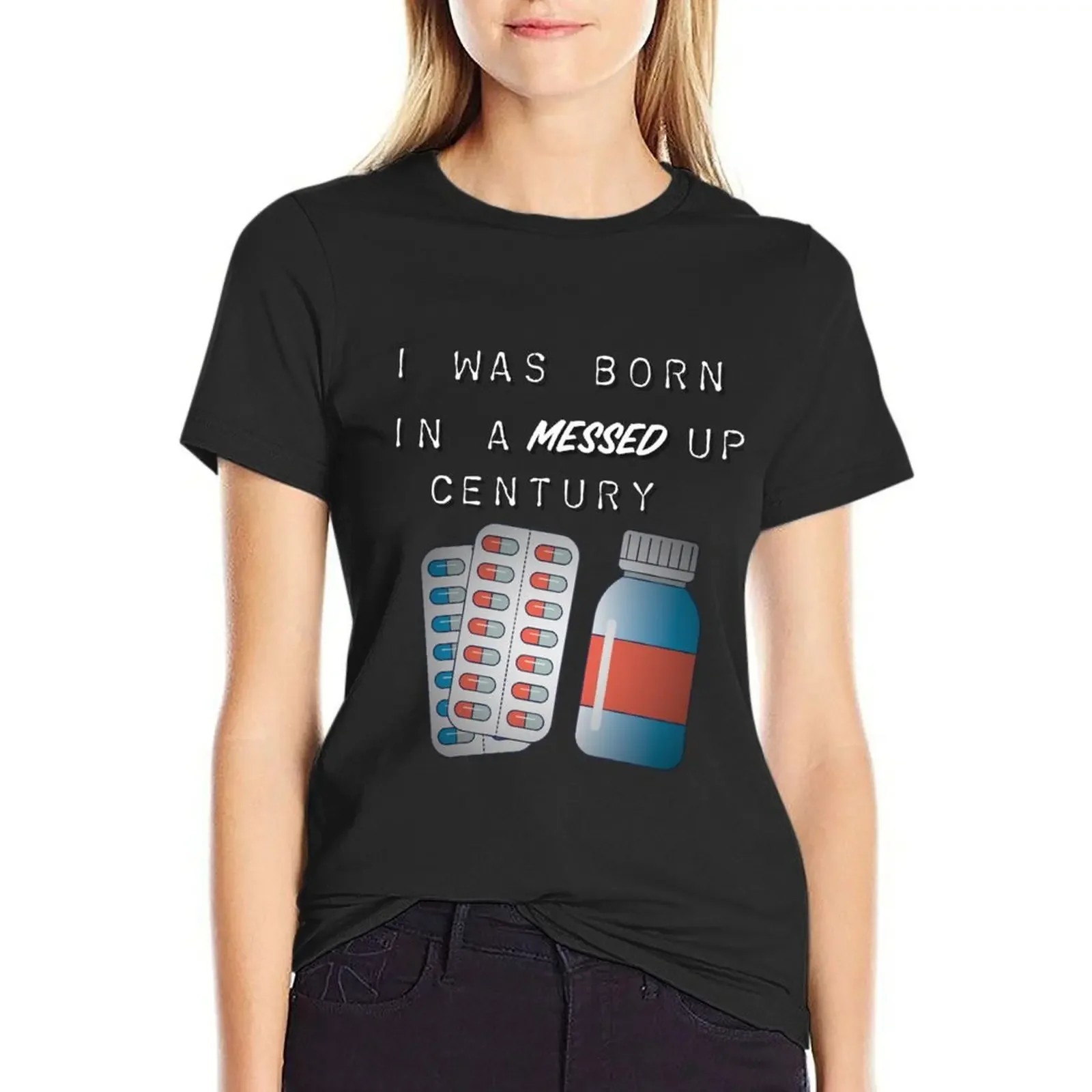 

Born in messed up century pandemic yungblud inspired funny T-Shirt plus sizes anime clothes hippie clothes anime Women t shirt