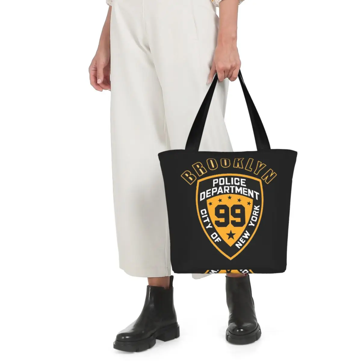 brooklyn-nine-nine-99th-precinct-mug-shopping-tote-bag-lona-grande-capacidade-bolsas-de-ombro-shopper-bolsa-de-mercearia-para-mulheres